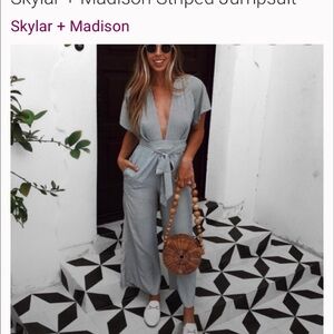 Skylar + Madison Blue and White stripe Jumpsuit Size Small S